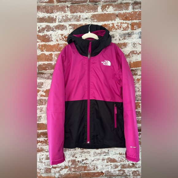 The North Face Girls Pink and Black Ski Jacket - Large (12) 3 in 1 Jacket